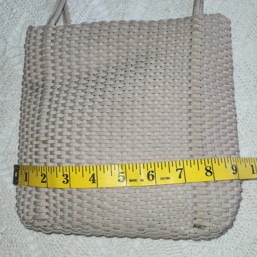 3/$20 Nine West Tan Taupe Woven Textured Shoulder Tote Bag - Picture 7 of 10